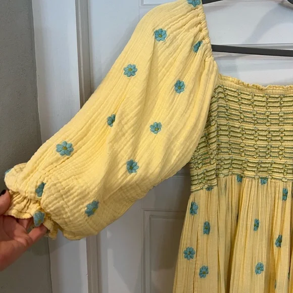 Free People Dahlia Embroidered Smocked Dress - Picture 4 of 5